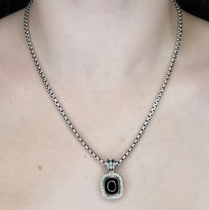 David Yurman Diamond/Onyx Enhancer Pendant & Box Link 3.6 mm CHAIN